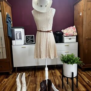 Maurices Cream Sleeveless Lace Mini Sundress